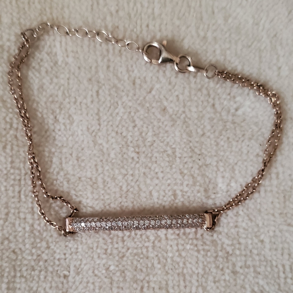 Rose gold bracelet Champagne drop earrings - EUC